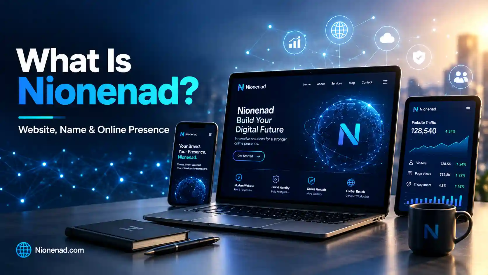 Nionenad featured image with bold typography and a modern male portrait